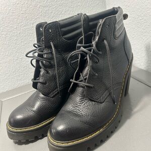 Dr. Martens Persephone Black Leather Lace-Up Platform Ankle Boots